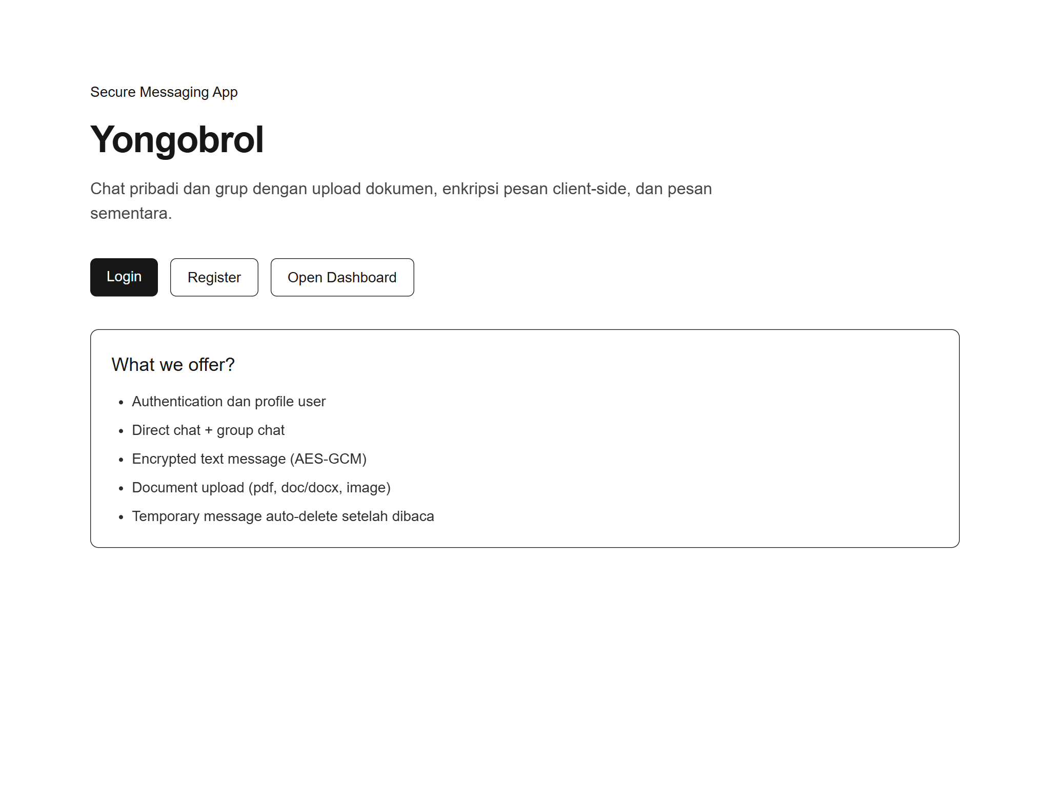 Yongobrol - Secure Chat App